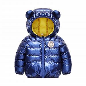 Куртки для мальчиков-подростков Детская зимняя ветрозащитная мультяшная светящаяся куртка с кроликом Ушки с капюшоном Детская теплая пуховая куртка для мальчиков 98 - Фото 1