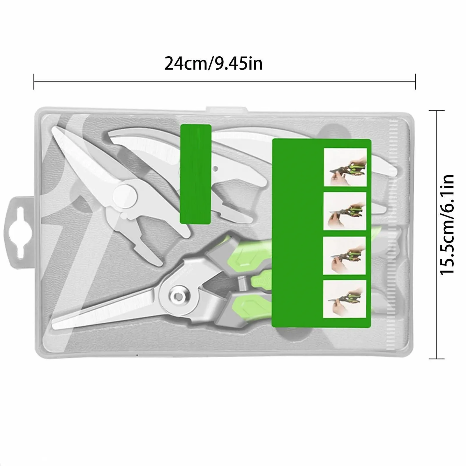 Секатор садовий 4-в-1 зі змінними головками Сталь та Поліпропілен, фото №5