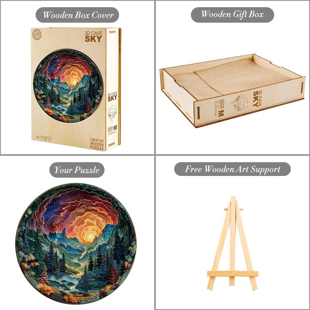 Дерев'яний пазл SECOGM 3D Visual Cave Sky 200 елементів 29 x 29 см у подарунковій коробці, фото №7