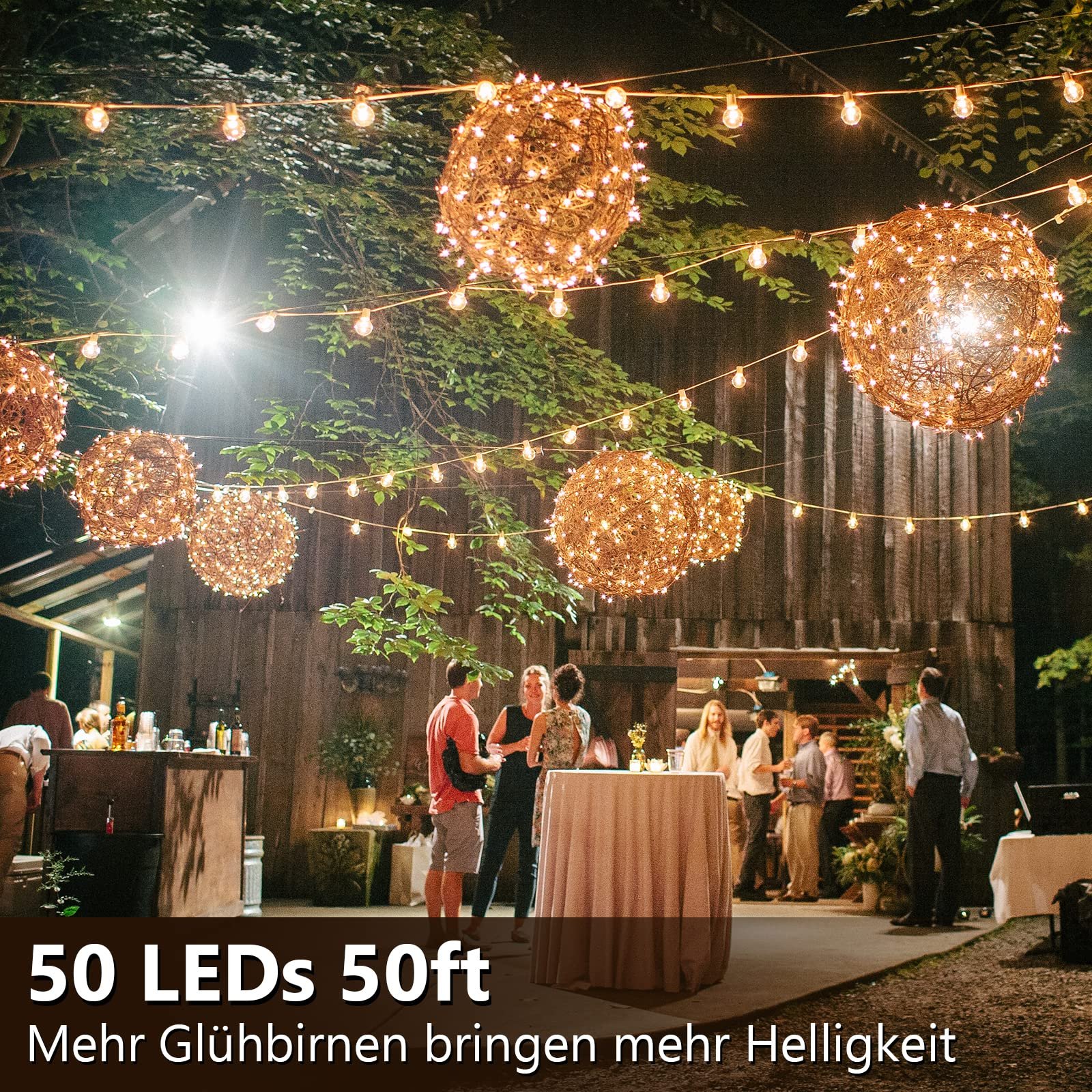 Сонячна гірлянда 50 LED 15 м, 4 режими, IP65, 3200 K, теплий білий, фото №2