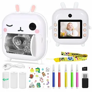Фотокамера мгновенной печати AURTEC Mini Thermal Printing 48MP Dual Camera 1080P HD Video 32G TF Card 3 Printing Paper 2.4 Inch Color Screen Cute - Фото 1