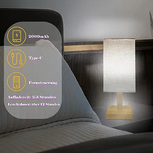 Настільна лампа Joyes акумуляторна LED з тканинним плафоном та пультом ДК 2 шт synthetic.ua - Фото 1