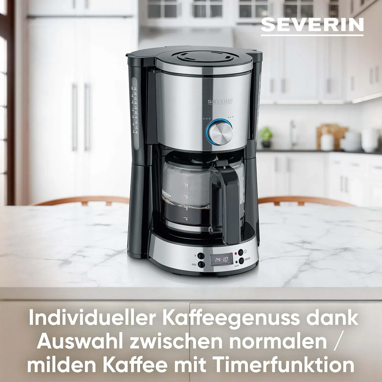 Капельная кофеварка SEVERIN TypeSwitch KA 4826 10 чашек 1000 W Brushed Stainless Steel Black, фото №3