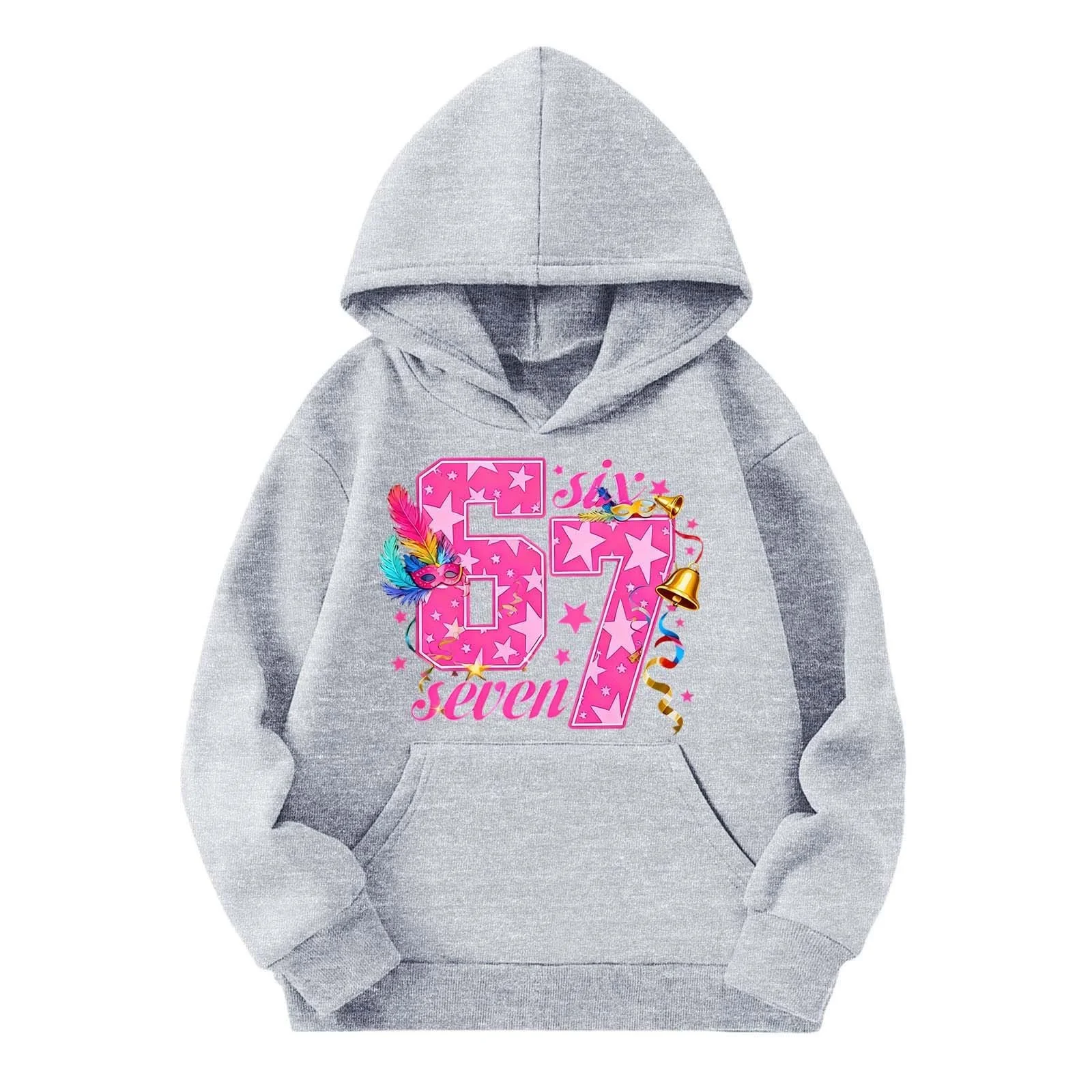 Толстовка 67 з капюшоном для дівчинки, з довгими рукавами, принтом та кишенею, фото №1