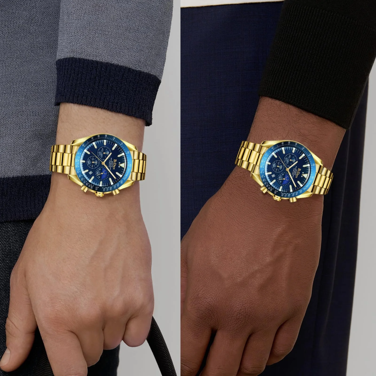 Чоловічий годинник HANPOSH Хронограф з нержавіючої сталі Водонепроникний, фото №2 Чоловічий годинник HANPOSH Хронограф з нержавіючої сталі Водонепроникний, фото №2