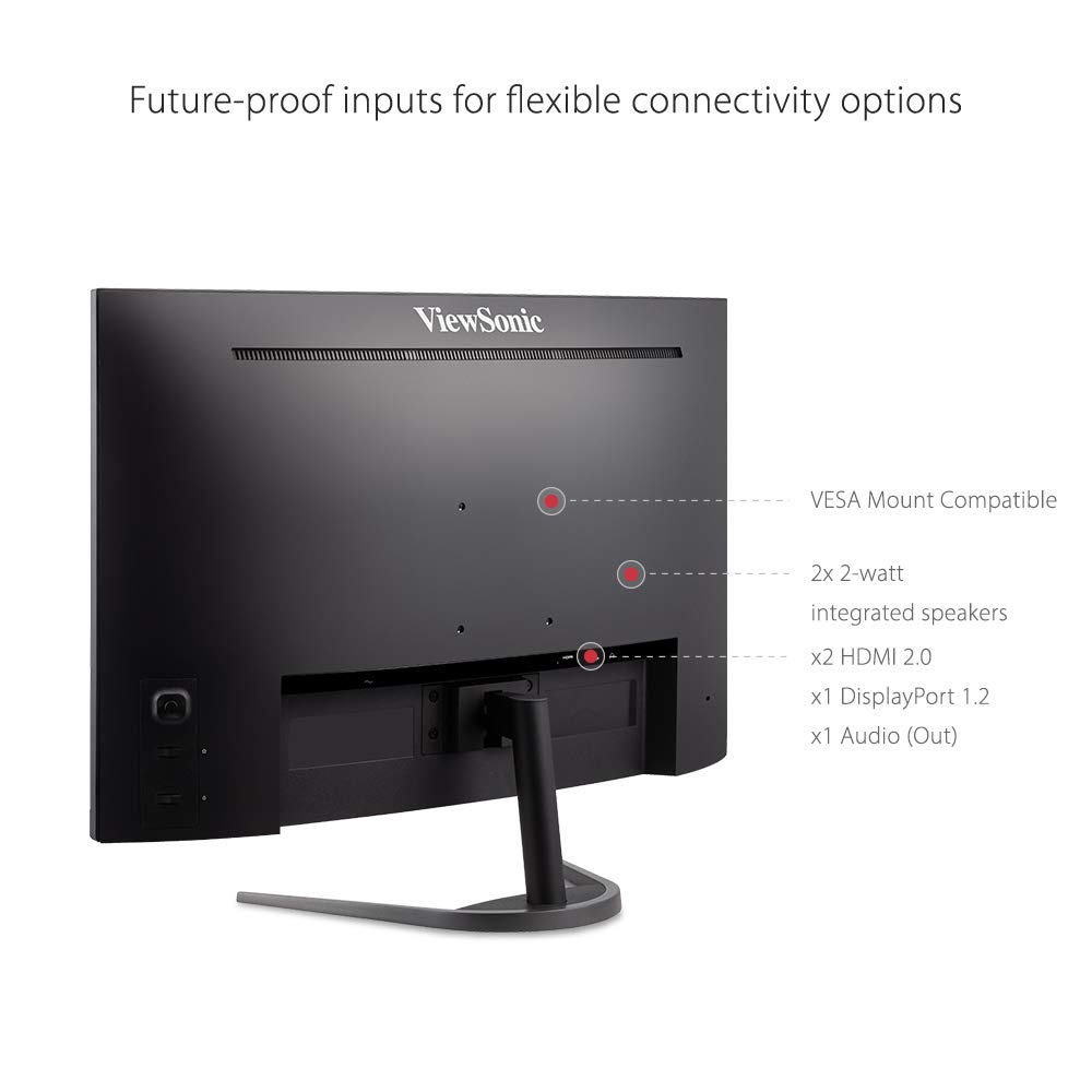 Монітор Viewsonic VX3268-2KPC-MHD 80 см (32 дюйми) Ігровий вигнутий (WQHD, FreeSync Premium, 1 мс, 144 Гц, HDMI, DP, Низька затримка вводу, Динамік) Чорний, фото №6