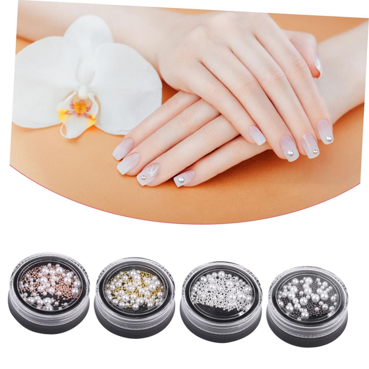 Жемчуг для ногтей Vaguelly 4 коробки стальные жемчужины белые золотые серебряные маникюрные украшения, фото №6 Жемчуг для ногтей Vaguelly 4 коробки стальные жемчужины белые золотые серебряные маникюрные украшения, фото №6
