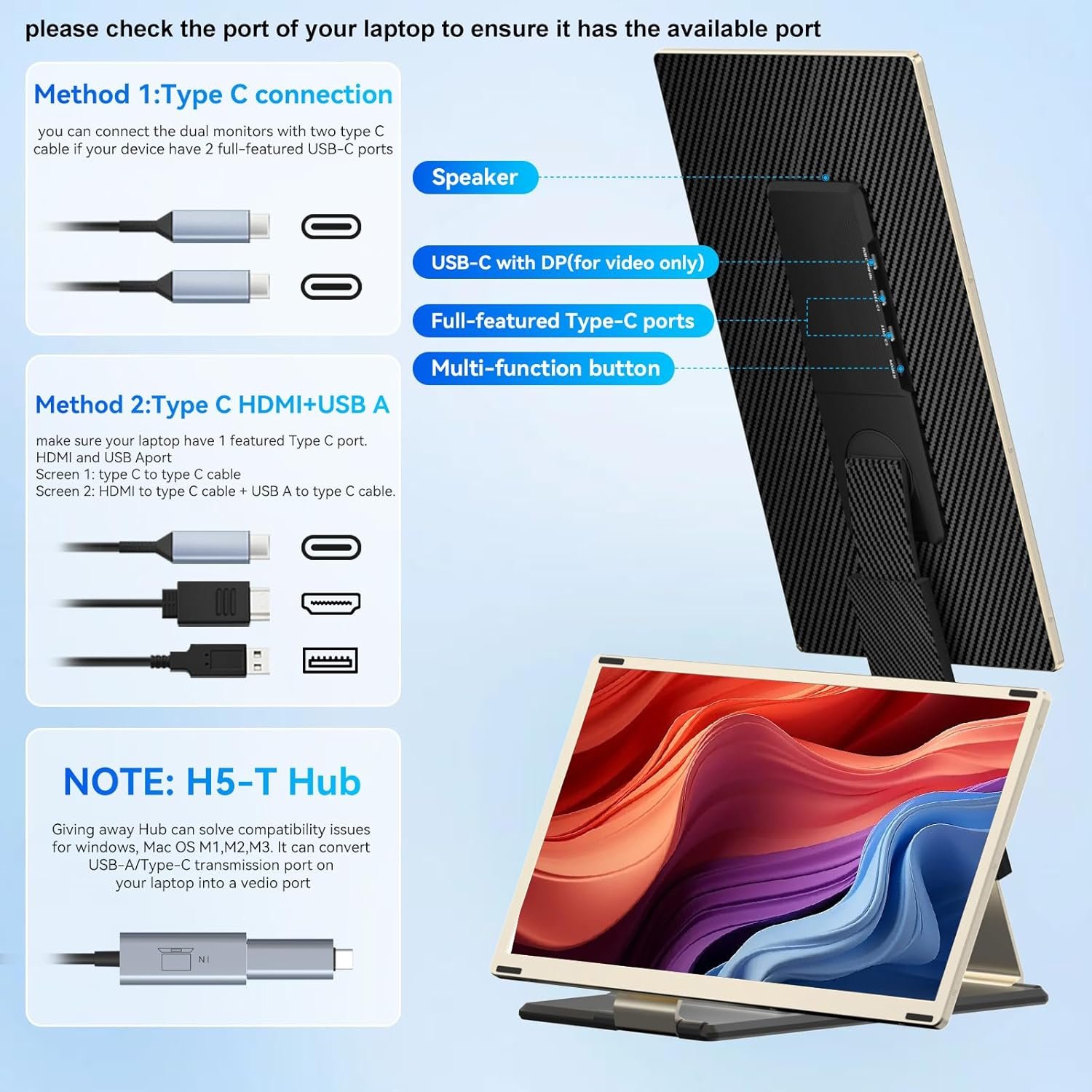 Монітор портативний 15,6" Siaviala S6 FHD IPS 60 Гц, фото №5