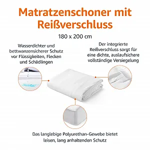Наматрасник Amazon Basics Водонепроницаемый 180 x 200 см Белый synthetic.ua - Фото 1