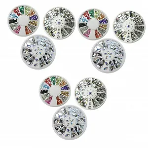 Набор для дизайна ногтей FRCOLOR, 9 шт, разноцветные стразы, вертушка для украшений ногтей, плоские и AB бриллианты для салона и дома - Фото 1