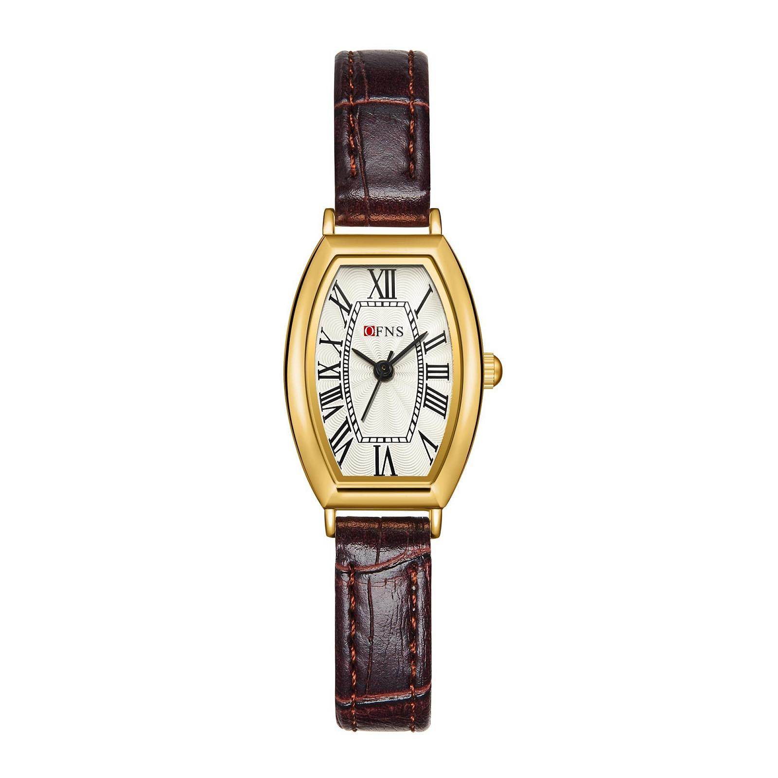 Женские часы Квадратные Золотые Бочкообразный Циферблат с римскими цифрами, фото №1