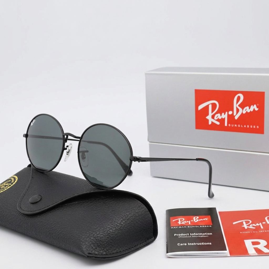 Мужские круглые солнцезащитные очки Ray Ban Legend черные, фото №1