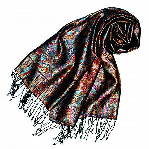 Женский шарф Lorenzo Cana Paisley Pattern Pashmina 100% шелк 190 x 70 см, бирюзовый synthetic.ua - Фото 1