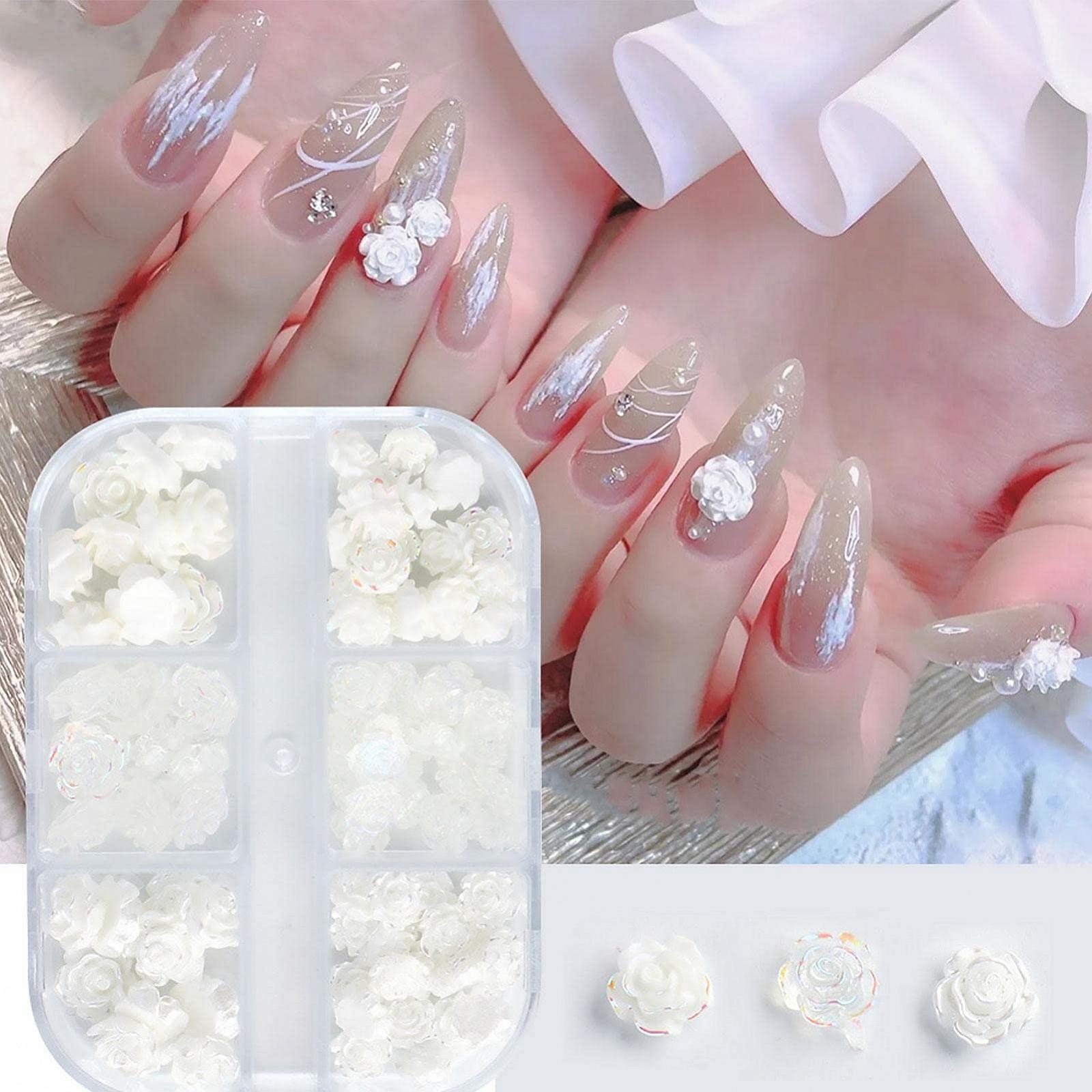 Подвеска для ногтей Цветок Yeeda Роза 5D Цветочные украшения для ногтей, 6 ячеек 3D Акриловые цветы для ногтей Стразы Роза Весенние украшения для ногтей, DIY украшения для маникюра, фото №6