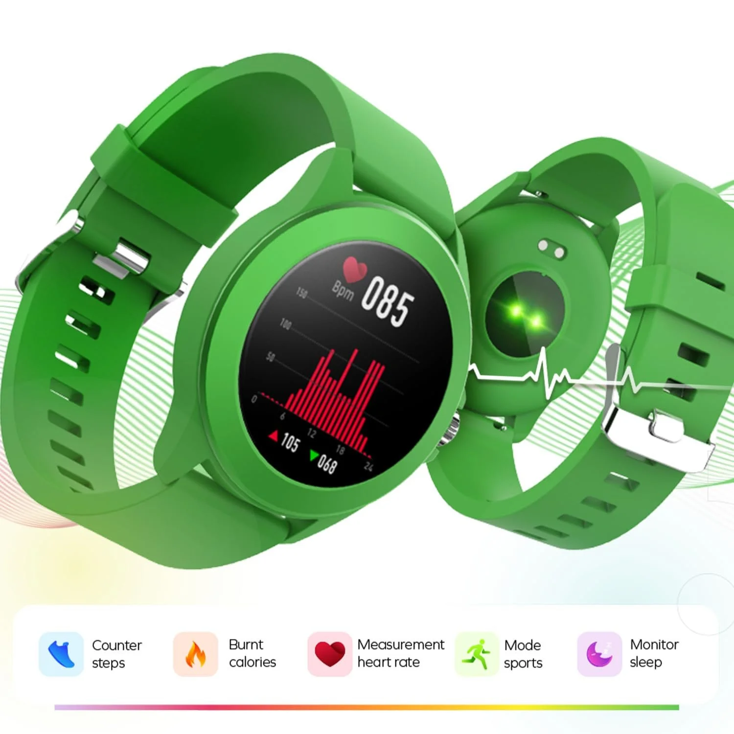 Смартчасы FOREVER Colorum CW-300 Зеленый Водонепроницаемый IP68, фото №7