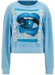 Жіночий блакитний світшот GUESS JEANS / Блакитний / Розмір S - Фото 1