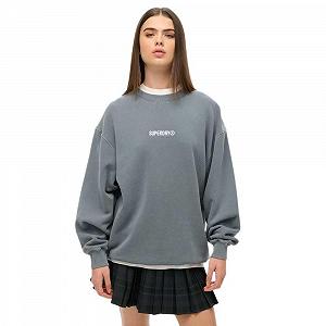 Женская толстовка Superdry Oversized с круглым вырезом, микрологотипом и графикой - Фото 1