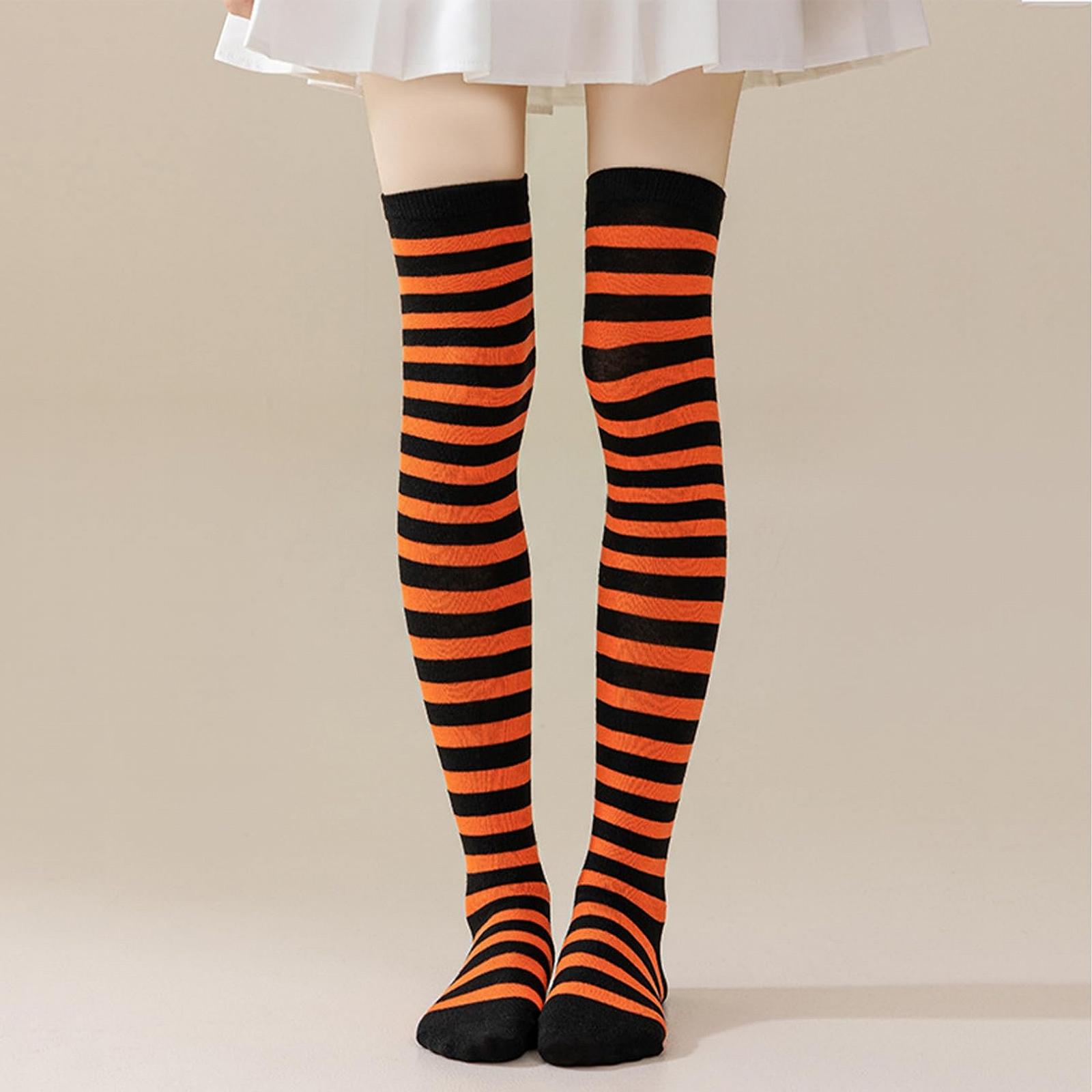 2 пары гольфов выше колен на Хэллоуин, женские длинные полосатые носки, гольфы выше колен, гольфы до колен, женские очень длинные носки, высокие носки для сапог для женщин и девушек, фото №6