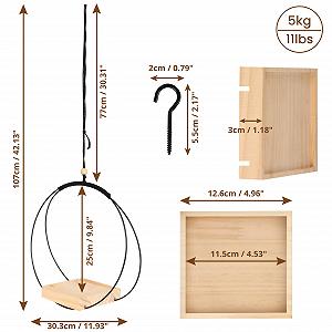 Підвісне кашпо макраме Belle Vous 107 см з деревною основою та гачком у комплекті synthetic.ua - Фото 1