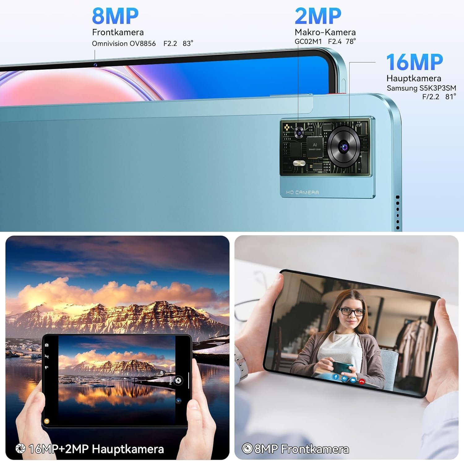 Планшет 12" Full HD Oukitel OT5S 6/256Gb 4G 2-SIM 8 ядер Android 14 8250 mAh Голубой, фото №3