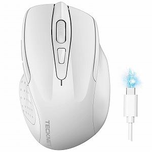 Мышь Bluetooth TECKNET Беспроводная Перезаряжаемая 4800 DPI Эргономичная Тихая Белая - Фото 1