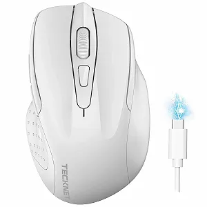 Миша Bluetooth TECKNET Бездротова Перезаряджувана 4800 DPI Ергономічна Тиха Біла - Фото 1