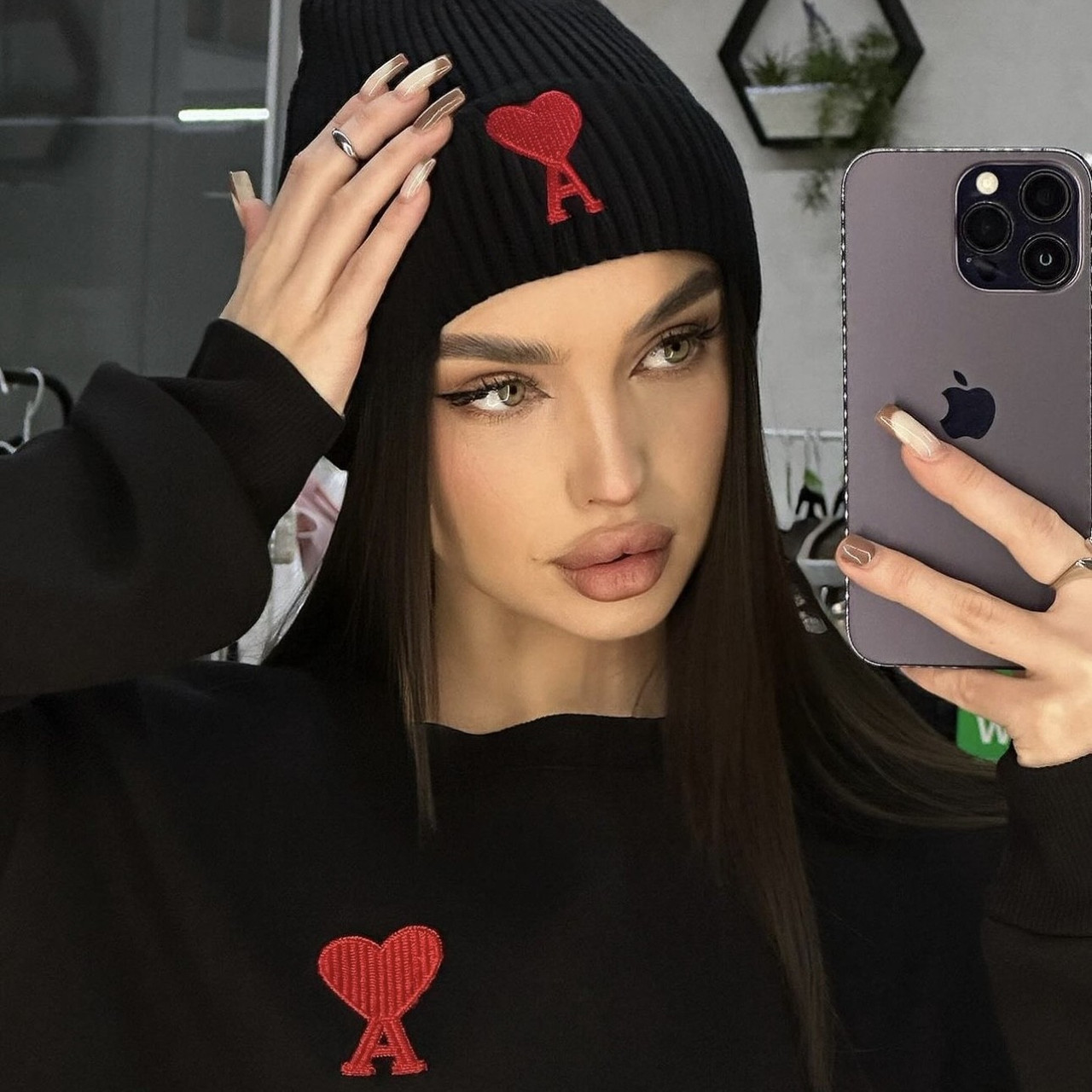 Жіноча шапка Ami Paris Чорна, фото №2