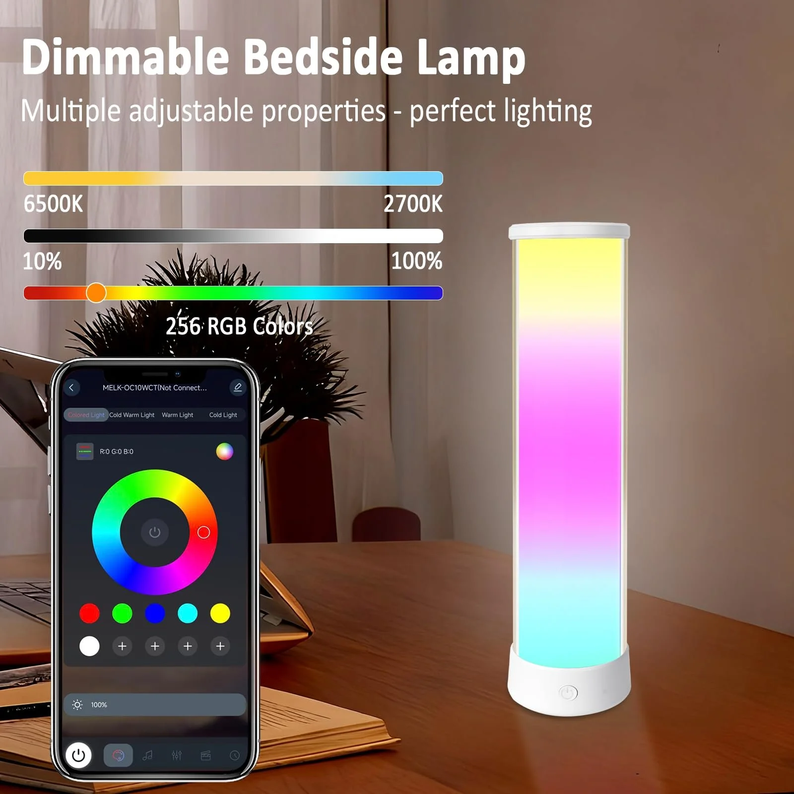 Настільна лампа Monemey Smart LED App Remote Control Timer Music Mode Rechargeable, фото №3