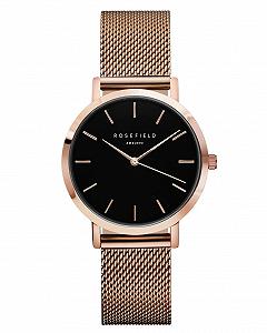 Жіночий годинник Rosefield The Tribeca Rose Gold 33мм круглий корпус з чорним циферблатом і рожевим золотим браслетом - TBR-T59 - Фото 1
