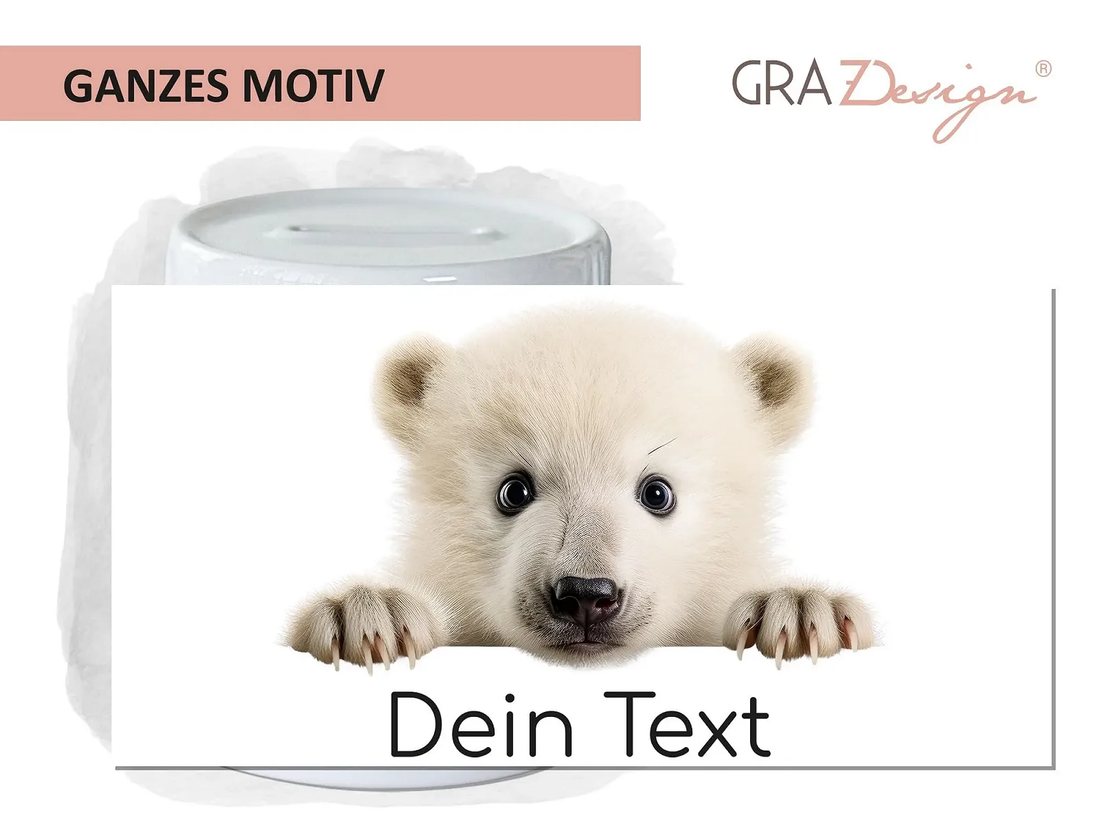 Скарбничка GRAZDesign Дитинча полярного ведмедя Персоналізована з ім'ям Кераміка, фото №2