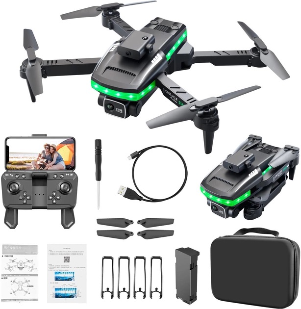 Квадрокоптер S162 з 4K камерою до 20 хв кейсом Чорний 050665 Drone, фото №3