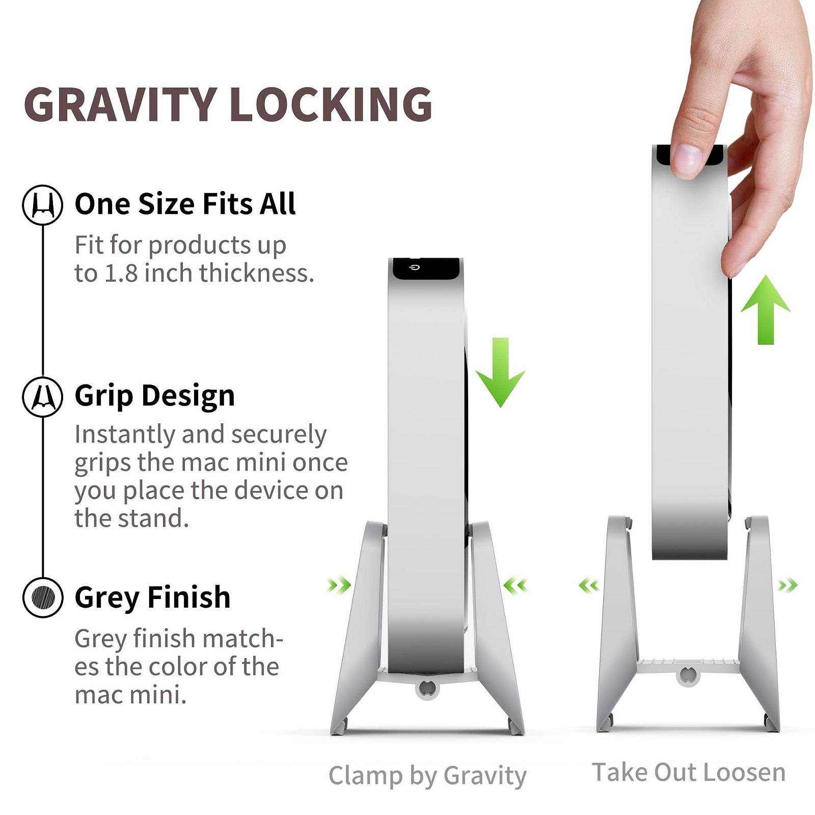 Подставка Тип Mac Mini ABS Вертикальная Настольная Серый, фото №5 Подставка Тип Mac Mini ABS Вертикальная Настольная Серый, фото №5