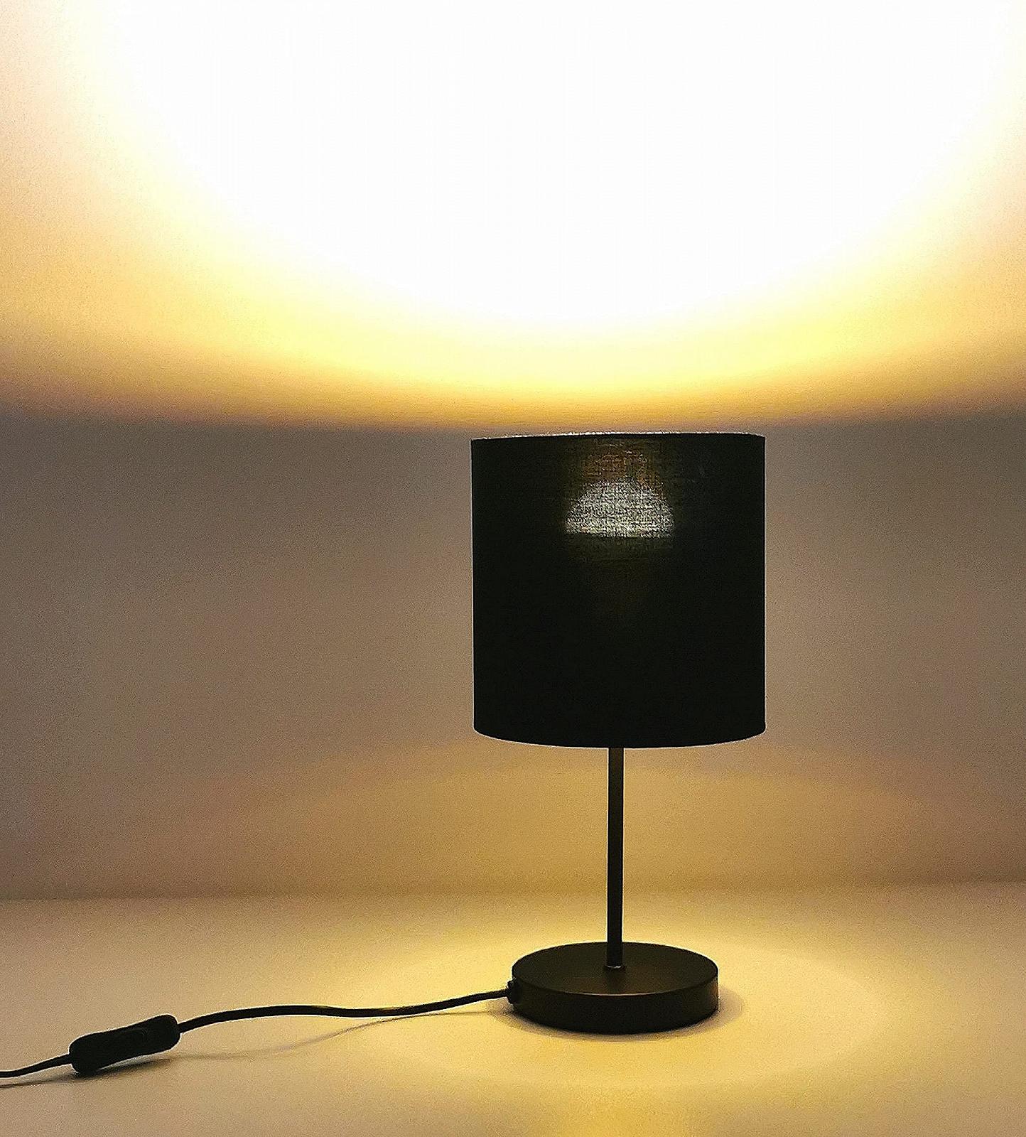 Приліжкова лампа Trango SOUL* 2018-10B з тканинним абажуром, чорний/золотий, E27, фото №5