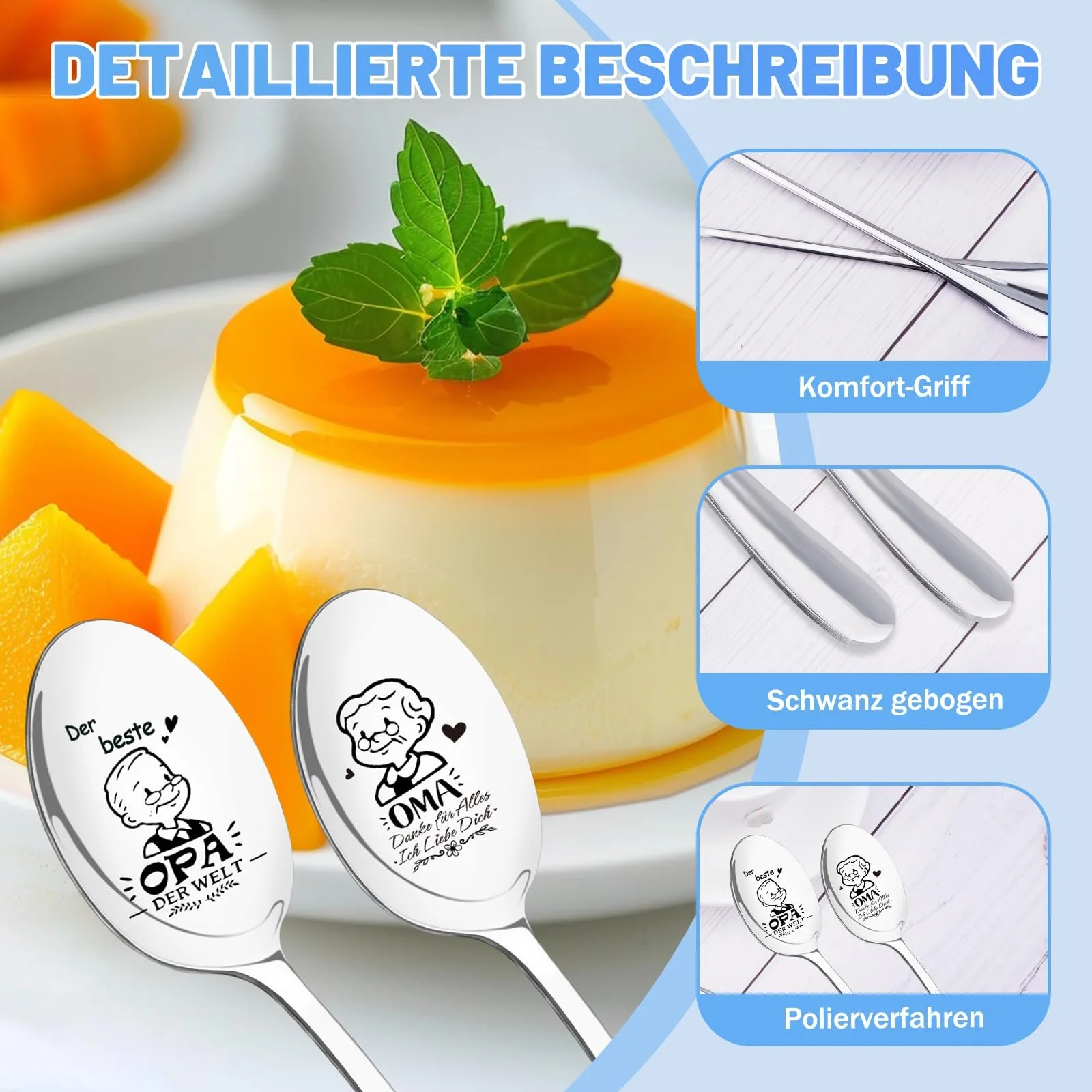 Ложка Тип Дедушка и Бабушка Подарок 2 шт Нержавеющая сталь Серебристый, фото №4