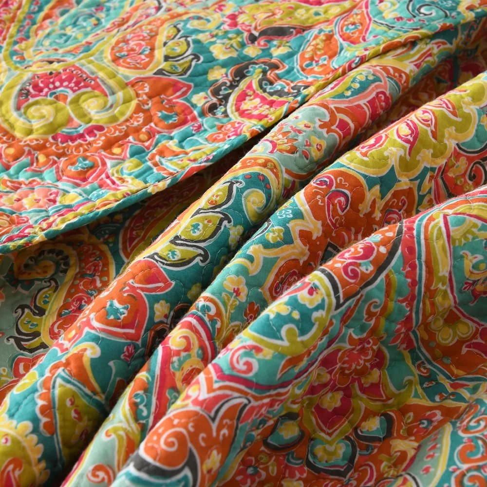 Покрывало Хлопок ENASAL Цветочный узор Пейсли 220 x 240 см с 2 наволочками, фото №9