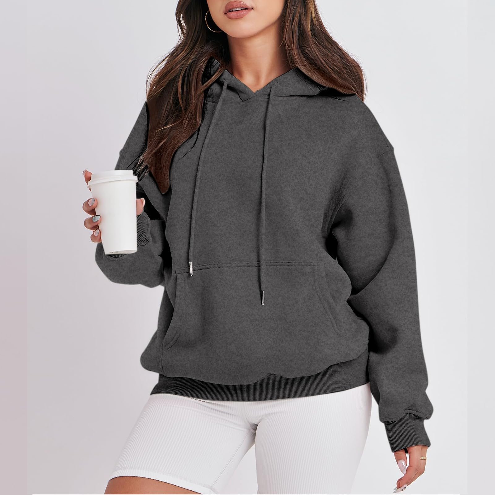 Худи Женский с длинными рукавами Оверсайз Термо Флис, фото №4