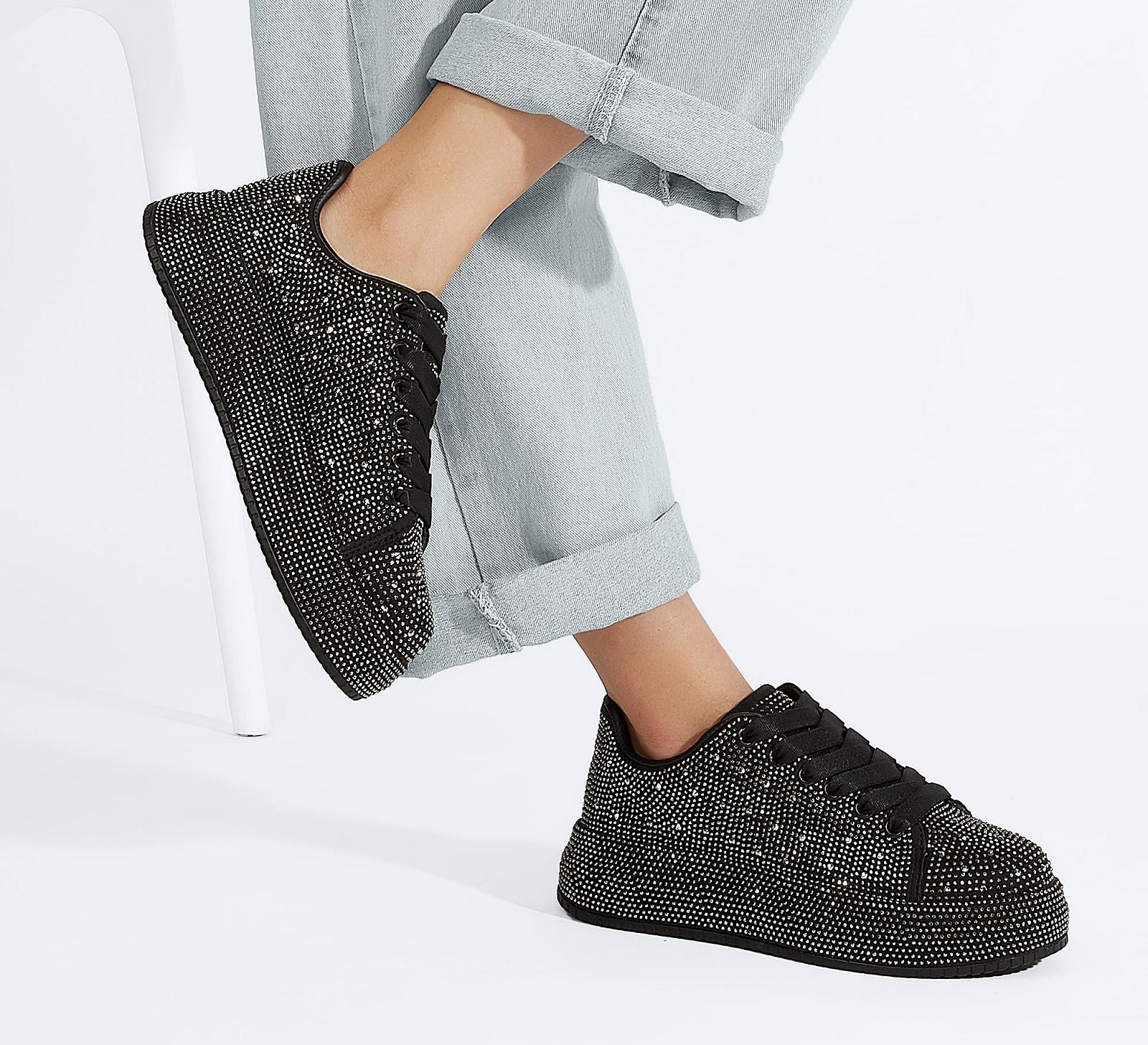 Кросівки LUCKY STEP Rhinestone для жінок, платформа, блискучі, тенісні туфлі, модні весільні кросівки для прогулянок, фото №5