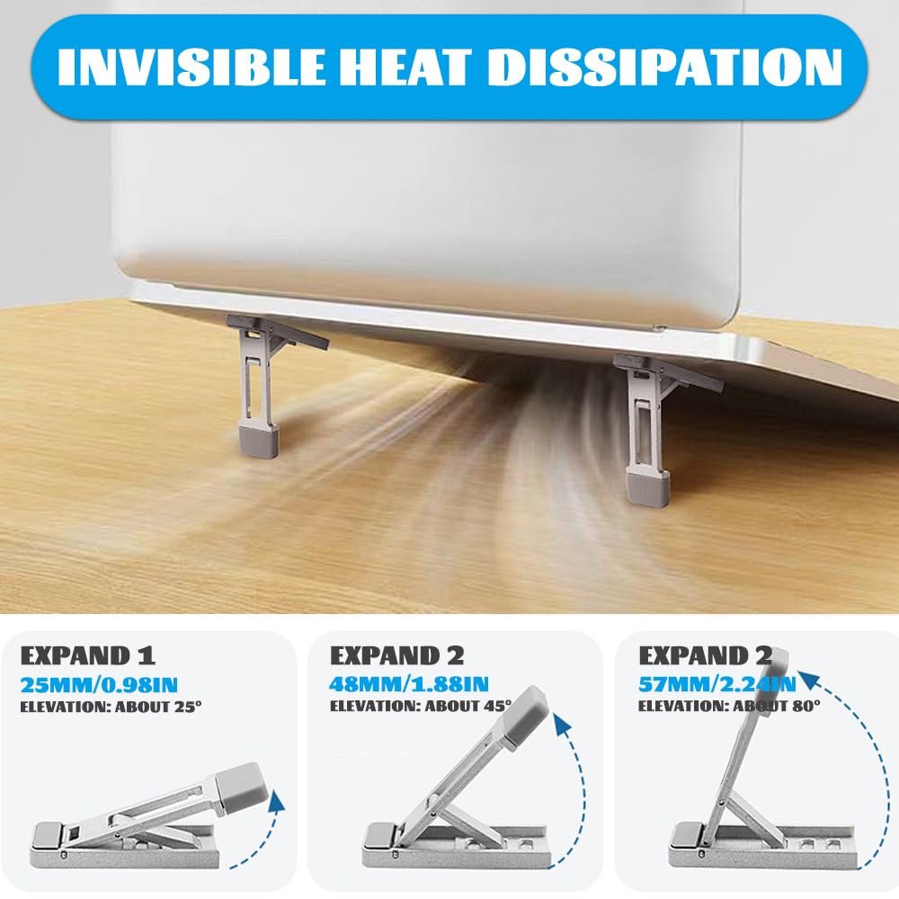 Подставка для клавиатуры складная  Регулируемый угол наклона Мини ножки для ноутбука  Эргономичный подъем клавиатуры с противоскользящими накладками  2шт, фото №3