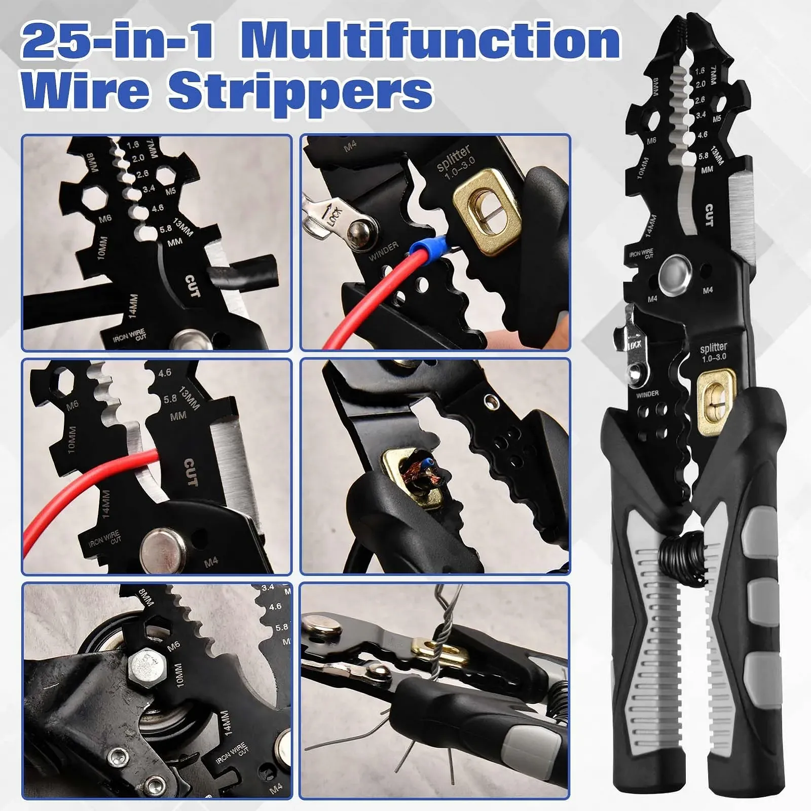 Многофункциональный стриппер 25 в 1 Professional Crimping Tool для обжима и зачистки проводов, фото №2