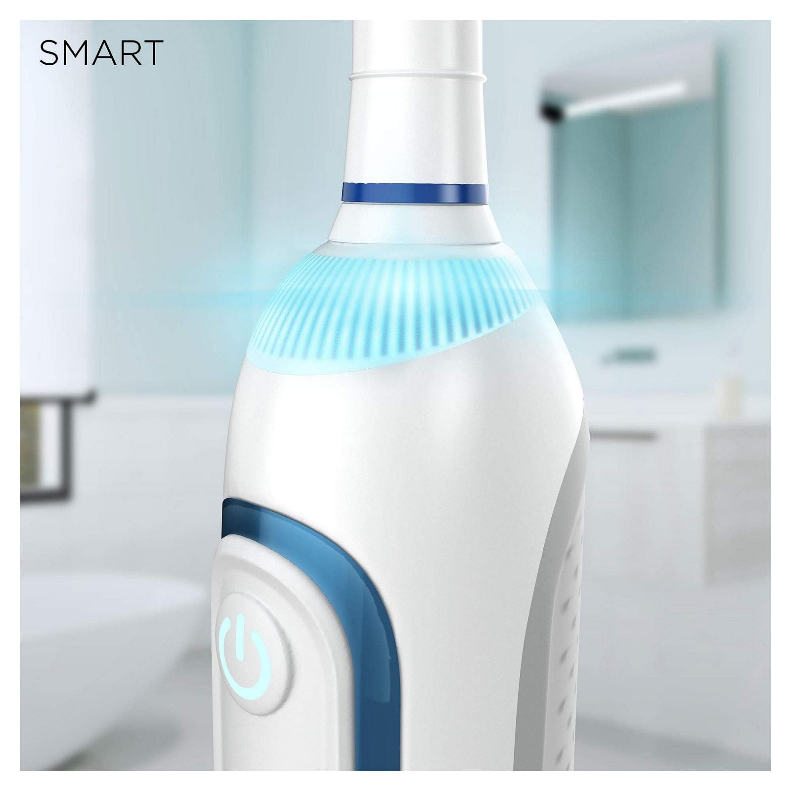 Электрическая зубная щетка Oral-B Smart Expert с Bluetooth-соединением SmartRing и дорожным футляром, синяя, фото №3