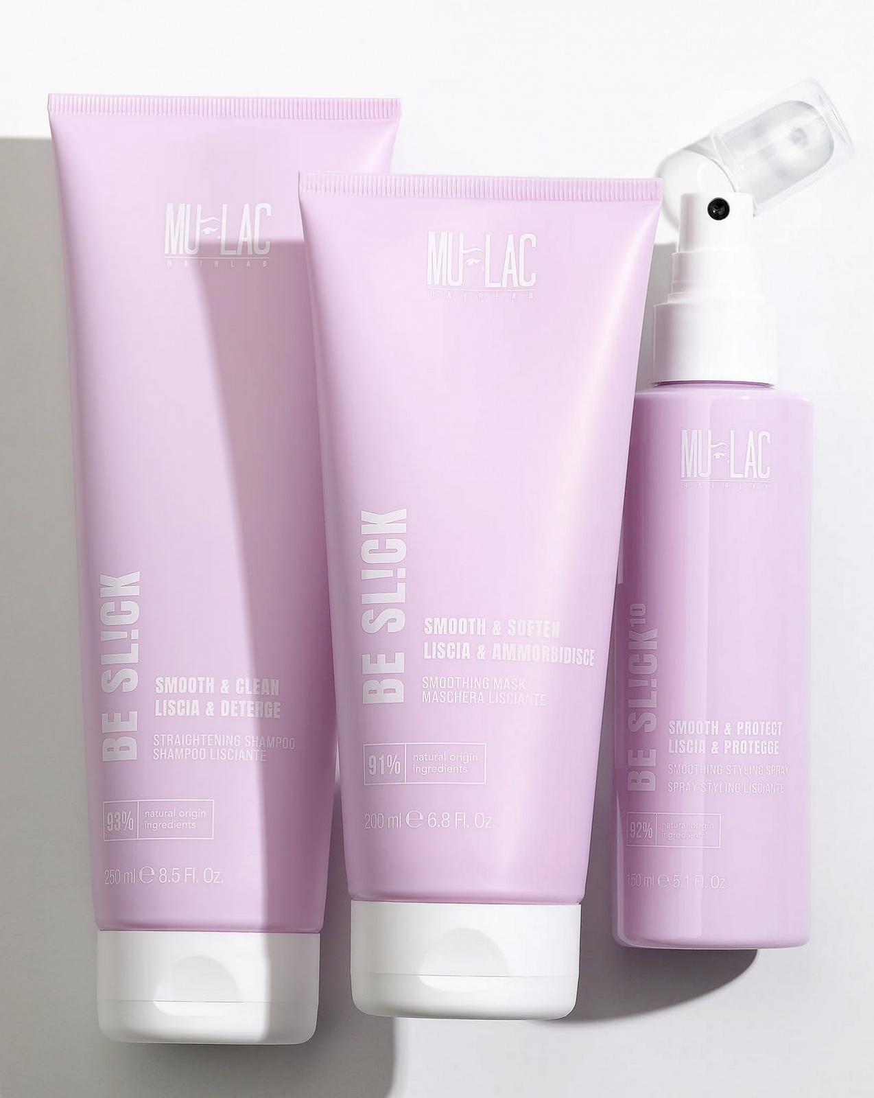 Набір Mulac Cosmetics Be Sl!ck Вирівнюючий Шампунь 250 мл + Маска Гладкість Ідеальна 200 мл Веганська, фото №2