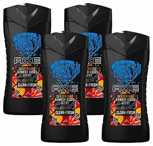 Гель для душа Axe Skateboard & Fresh Roses 3-в-1 250 мл набор из 4 шт - Фото 1