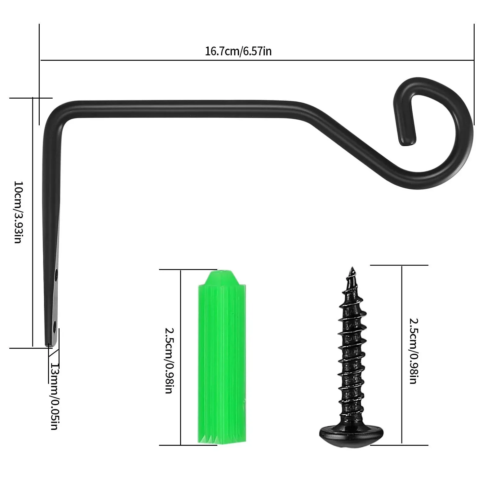 Тримач для рослин Набір з 2 предметів Настінний Металевий Чорний, фото №2 Тримач для рослин Набір з 2 предметів Настінний Металевий Чорний, фото №2