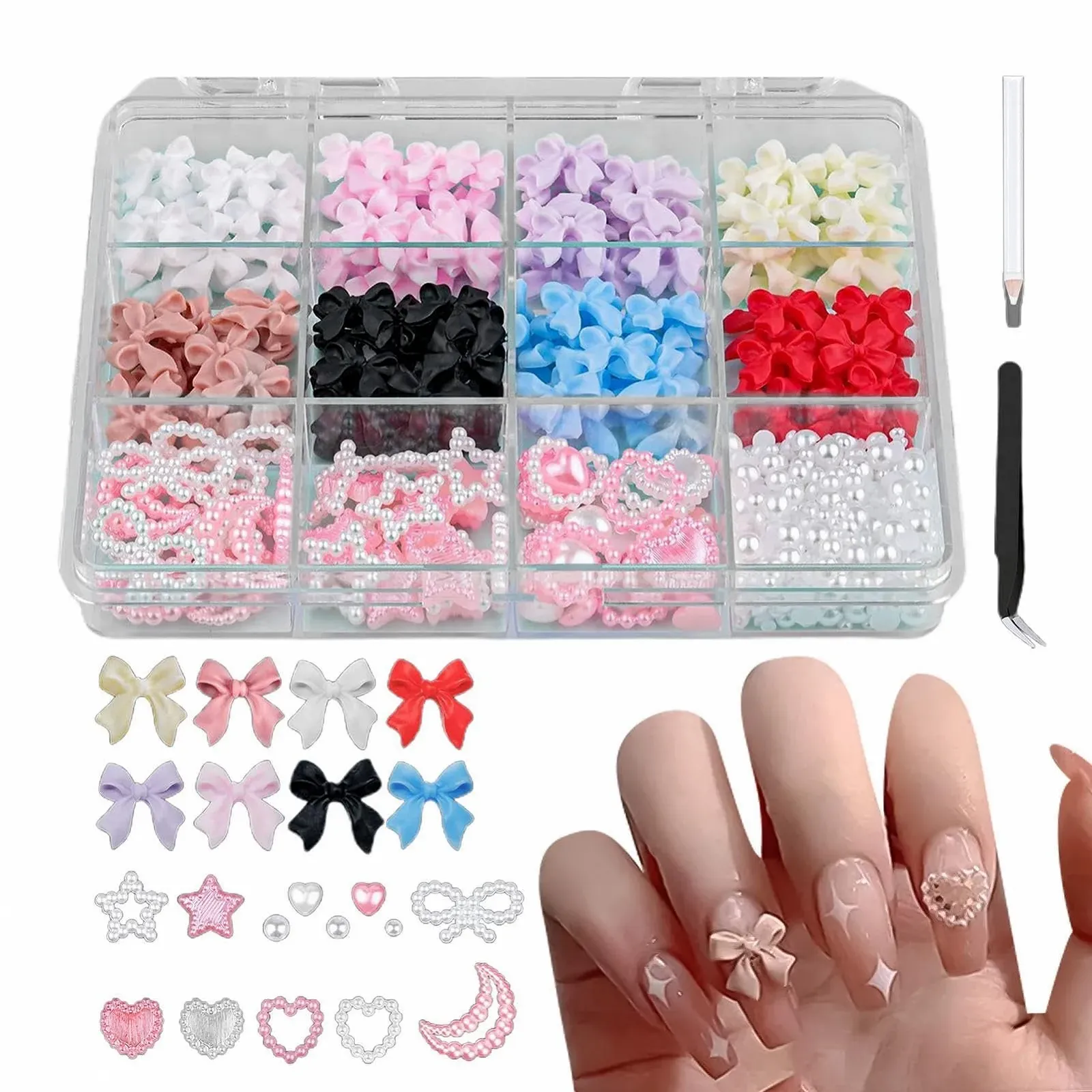 Украшение для ногтей Бант с жемчугом | Аксессуары для ногтей Crafts Design, жемчуг разных форм, сердце, звезда украшения для ногтей для украшения, фото №9