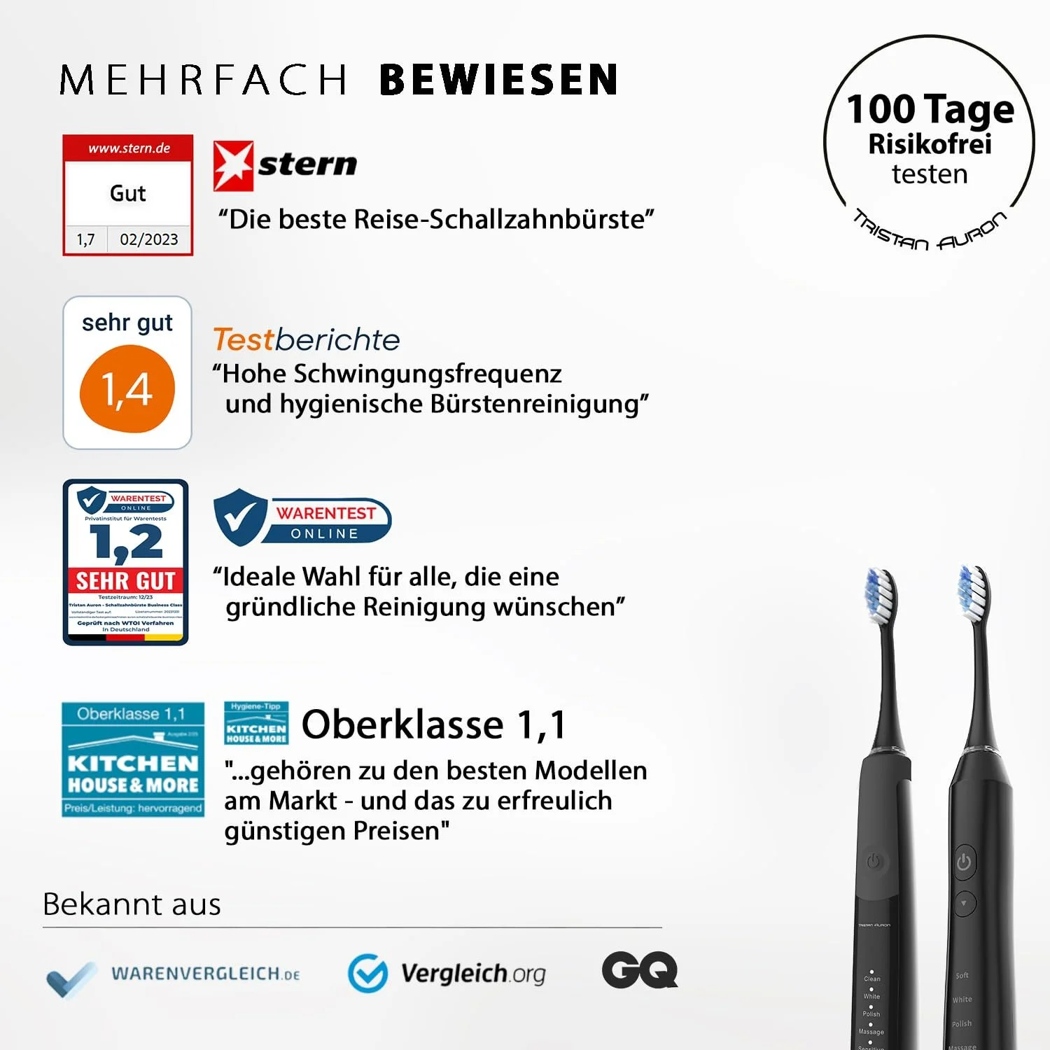 Звуковая зубная щетка Tristan Auron Double Pack 55000 VPM + UV футляр Красный/Черный, фото №2