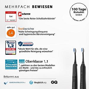 Звукова зубна щітка Tristan Auron Double Pack 55000 VPM + UV футляр Червоний/Чорний synthetic.ua - Фото 1