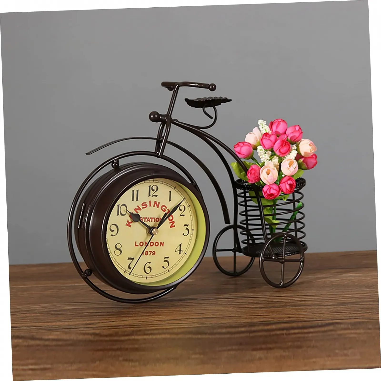 Годинник настільний PartyKindom Металевий для дому, вітальні, їдальні, спальні, офісу, безшумний механізм, що не цокає, фото №8