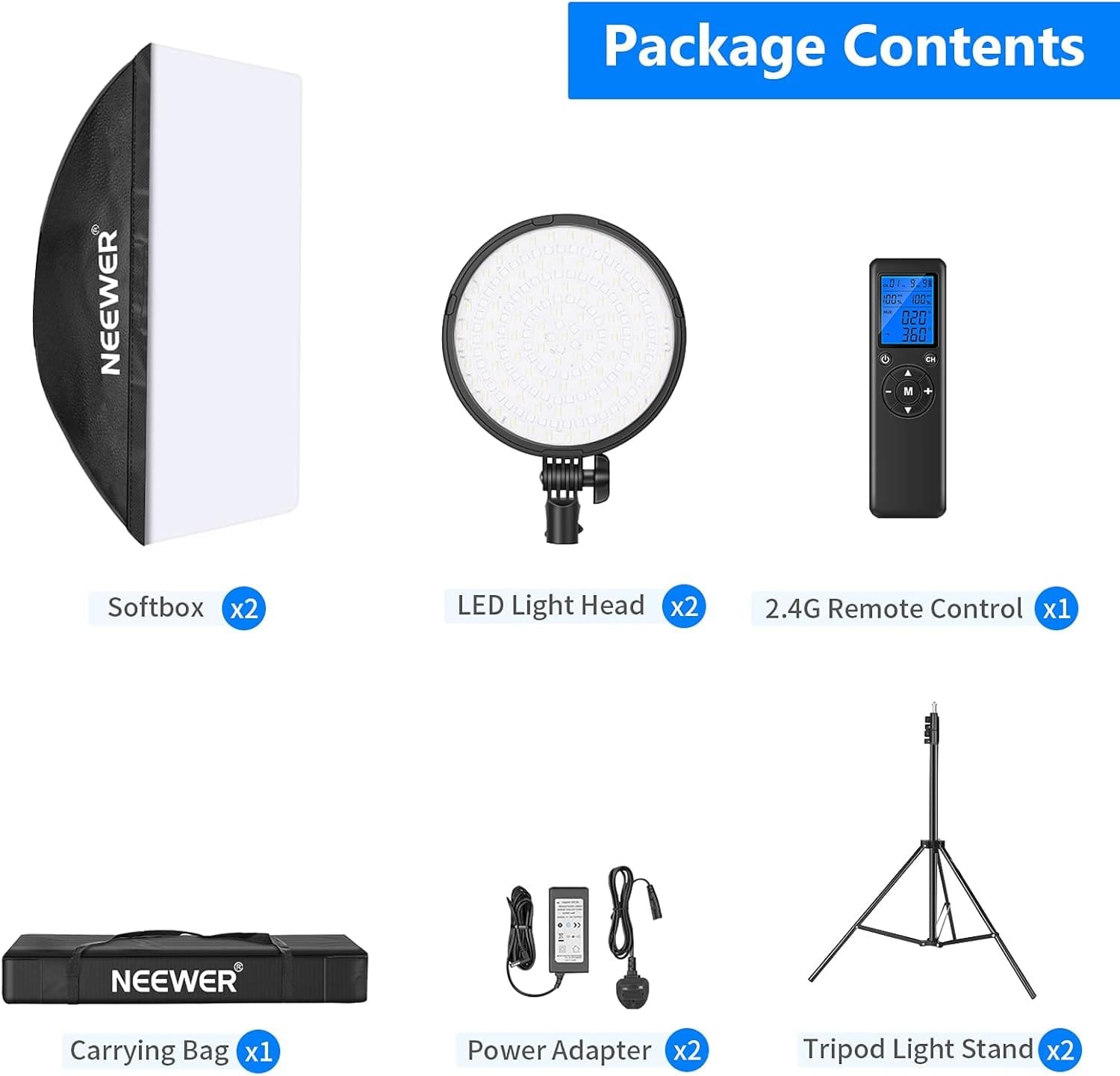 Комплект студійного освітлення Neewer RGB LED Softbox NW48-RGB Чорний, фото №8