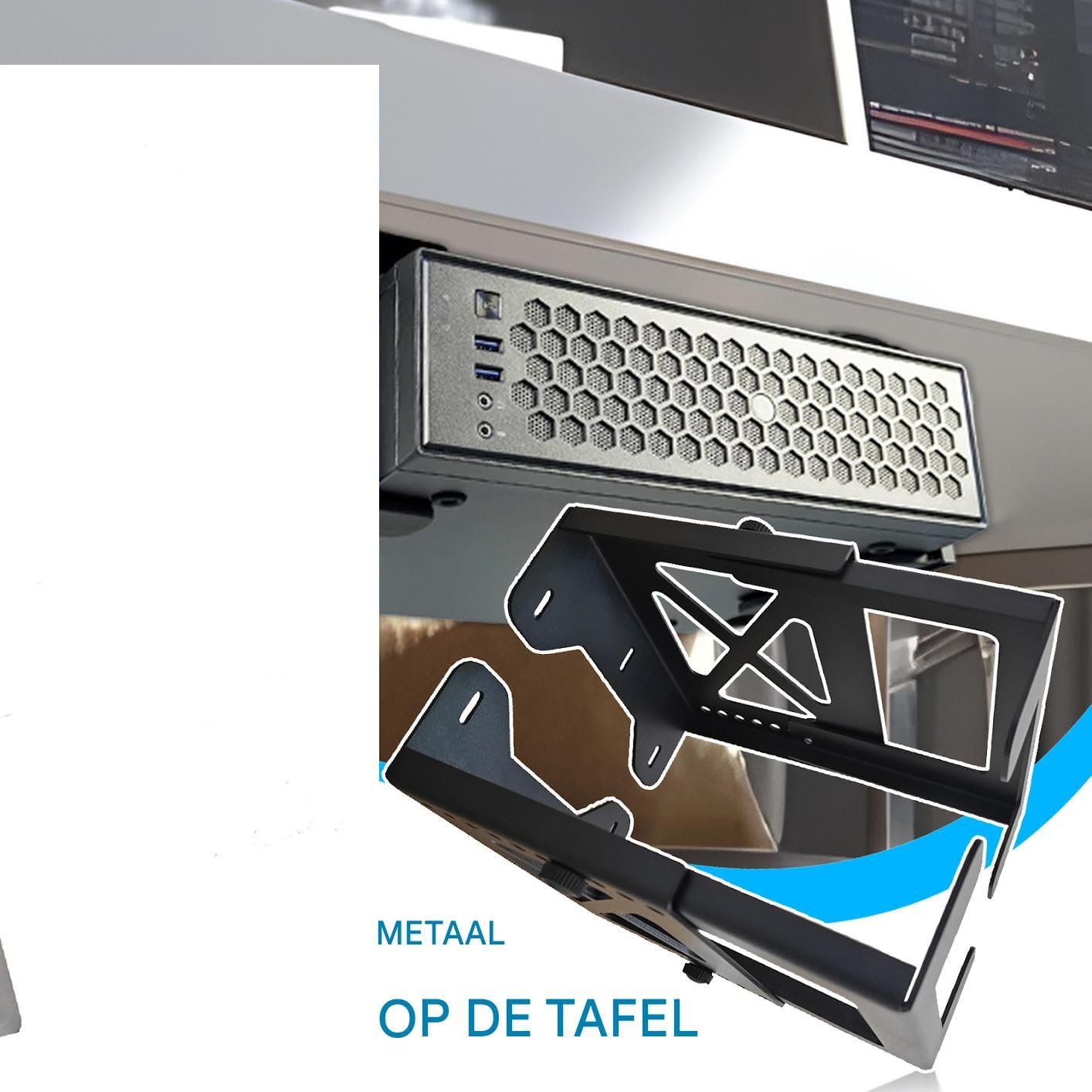 Держатель для компьютера под стол Кронштейн для крепления мультимедийных устройств Скрытое решение для хранения для офиса Домашнего кабинета Студенческой комнаты Малых помещений, фото №8