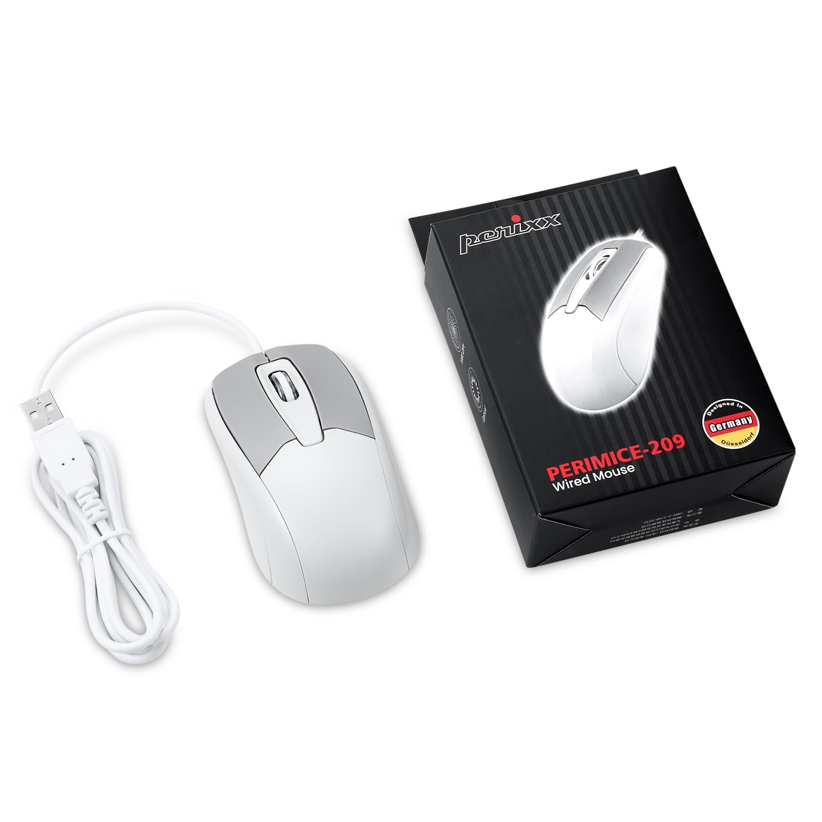 Миша Perixx PERIMICE-209M Оптична дротова USB 3 кнопки 1000 DPI Кабель 1,5 м Бежевий, фото №7